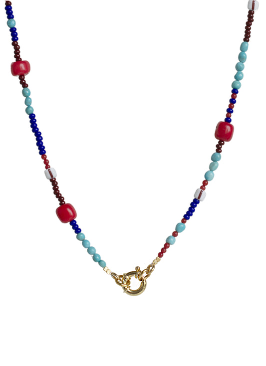 Collana Perline Corallo e Turchesi