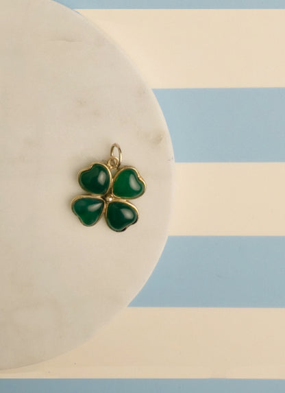 Ciondolo Quadrifoglio in Agata Verde